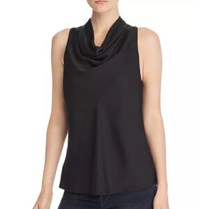 FRAME 100% Silk Cowl Neck Sleeveless Blouse Black Size Large